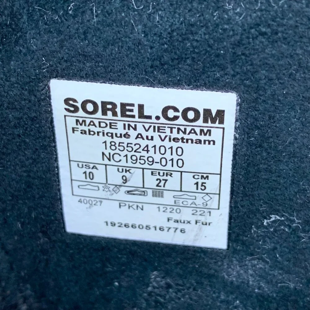 SOREL 1964 Pac Snow Boots Kids 10 27 Faux Fur Black Waterproof Winter Boot Suede - Picture 10 of 14